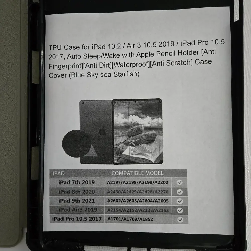 IPad or Air Tablet Case with Auto Sleep/Wake Lid - Beach Theme Front & Back